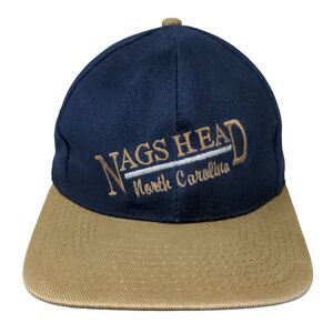JHats Men's Hat Blue Tan Size Adult Embroidered Nags Head North Carolina Logo